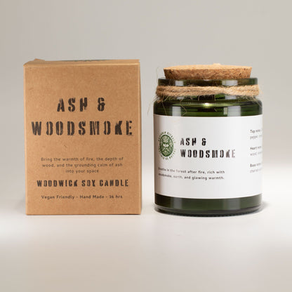 Greenman Rituals Woodwick Soy Candle – Ash & Woodsmoke