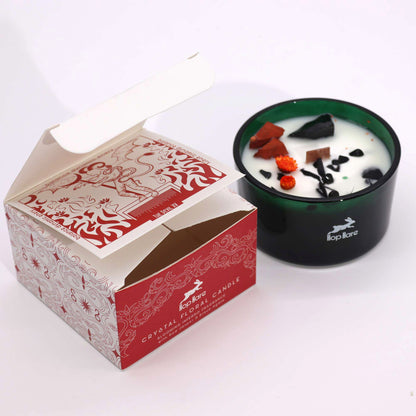Hop Hare Crystal Magic Flower Candle – The Devil | Red Jasper, Black Agate & Blooming Inferno