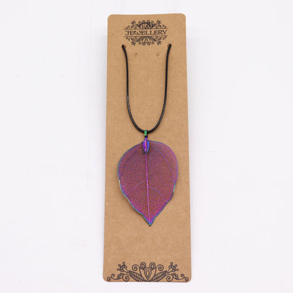 Bravery Leaf Necklace – Multicoloured | Real Leaf Electroplated Pendant
