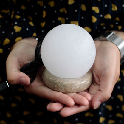 USB White Himalayan Salt Lamp – Ball | 9cm | Random Colour Selection