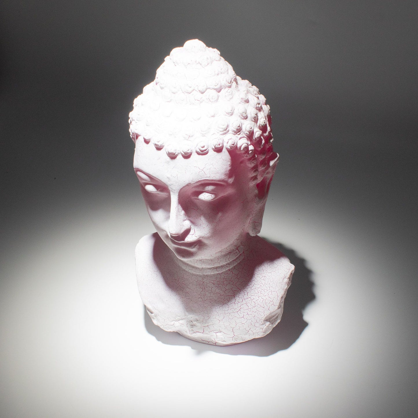 Buddha Bust Lamp – Cherry Crackle | Oval Stand