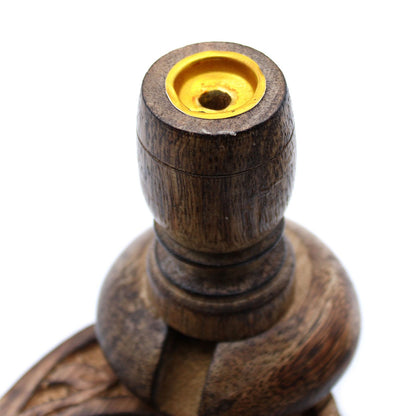 Sm Mango Wood Backflow Incense Burner - Brass Buddha