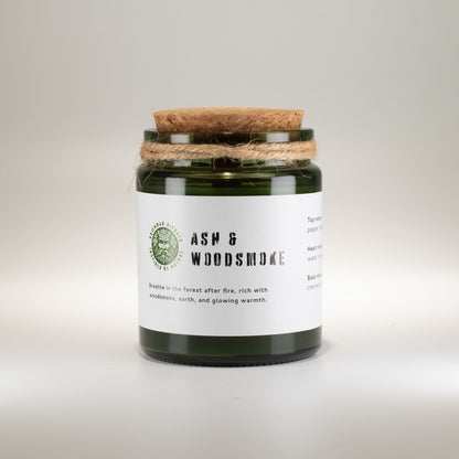 Greenman Rituals Woodwick Soy Candle – Ash & Woodsmoke