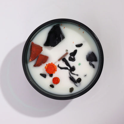 Hop Hare Crystal Magic Flower Candle – The Devil | Red Jasper, Black Agate & Blooming Inferno
