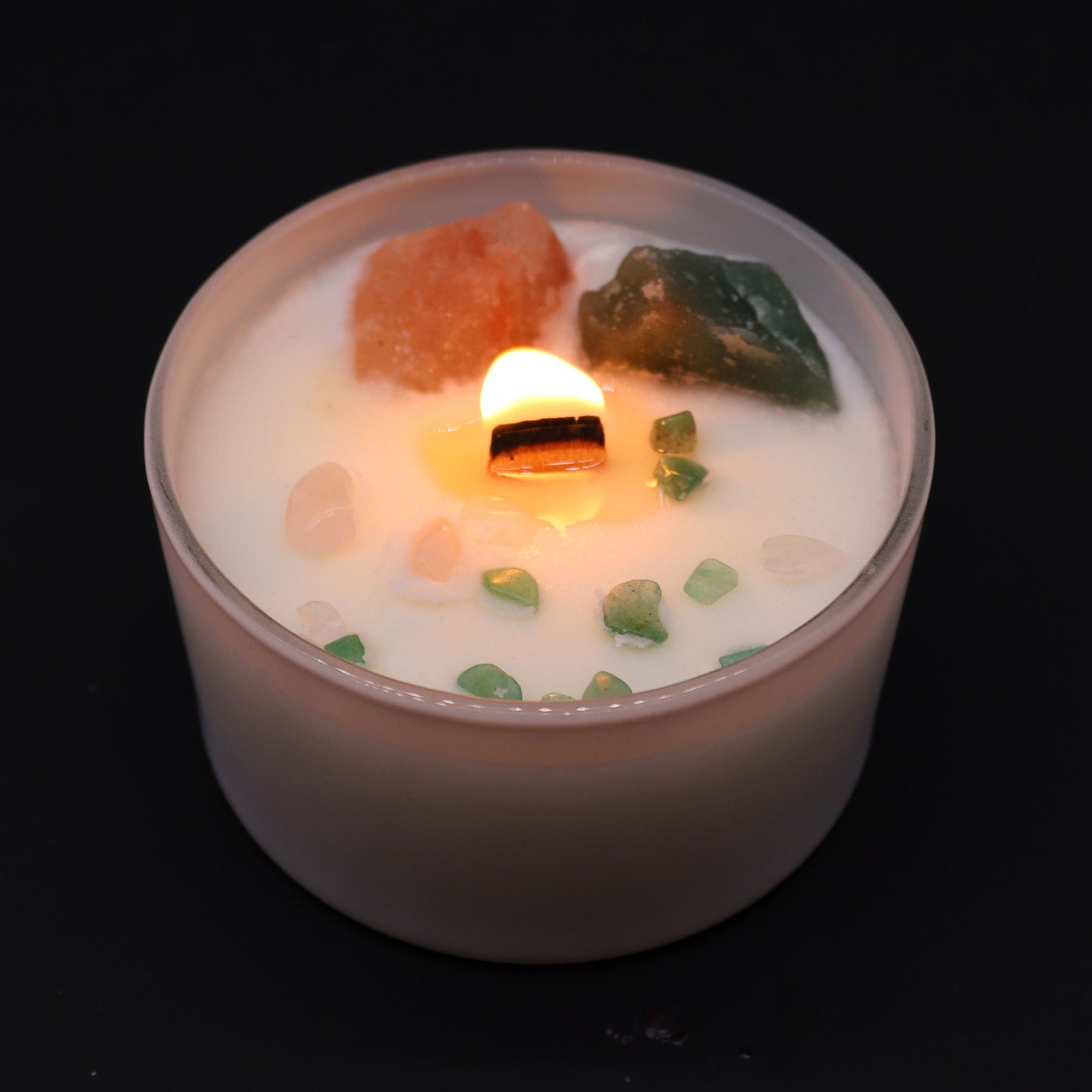 Chakra Crystal Candle – Heart Chakra | Rose Quartz, Crystal Jade & Rose Musk