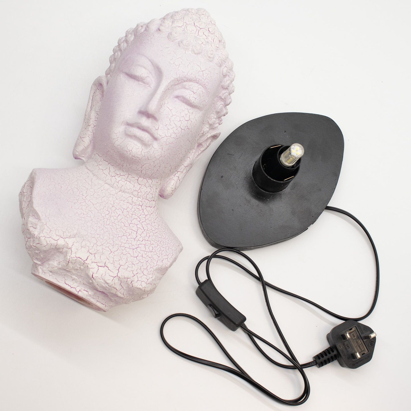 Buddha Bust Lamp – Cherry Crackle | Oval Stand