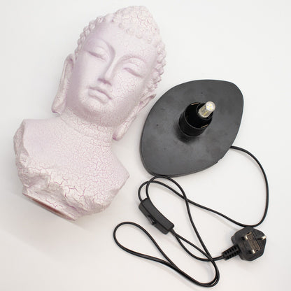 Buddha Bust Lamp – Cherry Crackle | Oval Stand