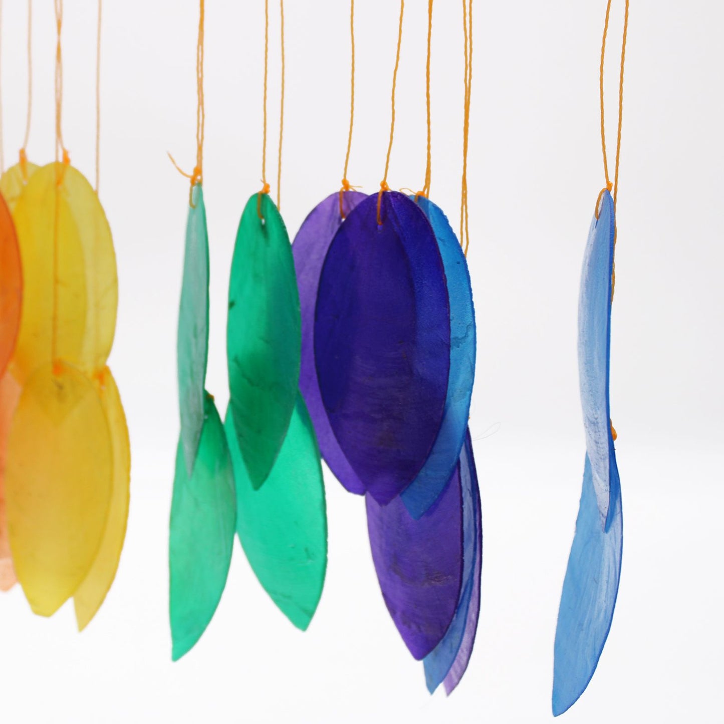 Rainbow Large Leaf Capiz Chime – Handmade Capiz Shell & Driftwood