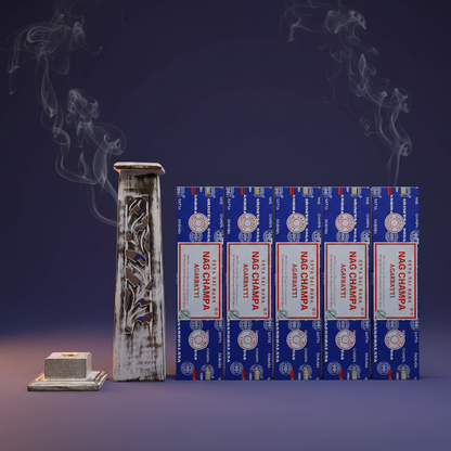 Incense Gift Set | Mango Wood Tapered Burner & 5x Nag Champa Sticks